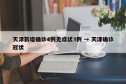 天津新增确诊4例无症状3例 → 天津确诊冠状